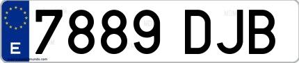 Ejemplo de matrícula española 7889 DJB