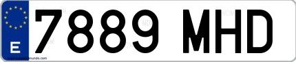 Ejemplo de matrícula española 7889 MHD
