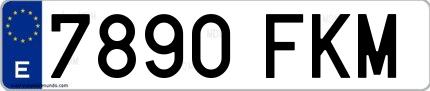 Ejemplo de matrícula española 7890 FKM
