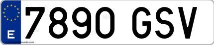 Ejemplo de matrícula española 7890 GSV