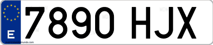Ejemplo de matrícula de coche ordinaria 7890 HJX