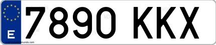 Ejemplo de matrícula española 7890 KKX