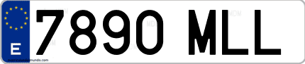 Ejemplo de matrícula de coche ordinaria 7890 MLL