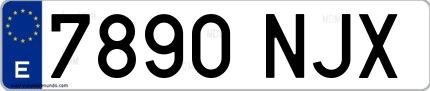 Ejemplo de matrícula española 7890 NJX