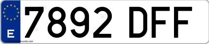 Ejemplo de matrícula española 7892 DFF