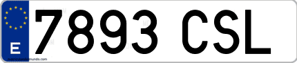 Ejemplo de matrícula de coche ordinaria 7893 CSL