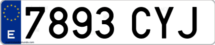 Ejemplo de matrícula de coche ordinaria 7893 CYJ