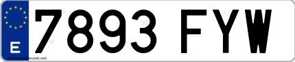 Ejemplo de matrícula española 7893 FYW