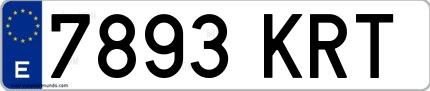 Ejemplo de matrícula española 7893 KRT