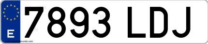 Ejemplo de matrícula española 7893 LDJ