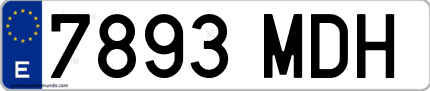 Ejemplo de matrícula de coche ordinaria 7893 MDH