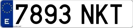 Ejemplo de matrícula española 7893 NKT