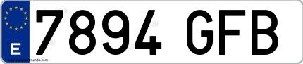 Ejemplo de matrícula española 7894 GFB