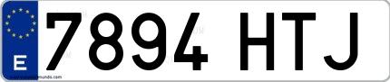 Ejemplo de matrícula española 7894 HTJ