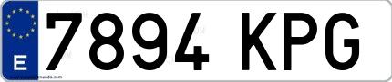 Ejemplo de matrícula española 7894 KPG