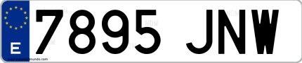 Ejemplo de matrícula española 7895 JNW