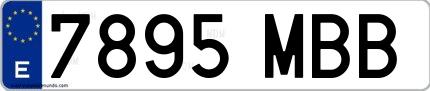 Ejemplo de matrícula española 7895 MBB