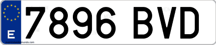 Ejemplo de matrícula de coche ordinaria 7896 BVD