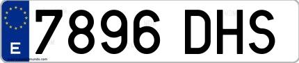 Ejemplo de matrícula española 7896 DHS