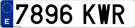 Ejemplo de matrícula de coche ordinaria 7896 KWR