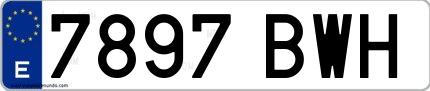 Ejemplo de matrícula española 7897 BWH