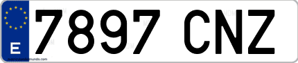 Ejemplo de matrícula de coche ordinaria 7897 CNZ