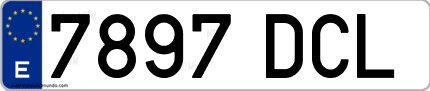 Ejemplo de matrícula de coche ordinaria 7897 DCL