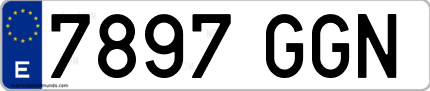 Ejemplo de matrícula de coche ordinaria 7897 GGN
