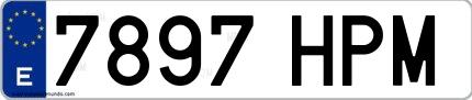 Ejemplo de matrícula española 7897 HPM
