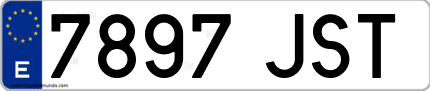 Ejemplo de matrícula de coche ordinaria 7897 JST
