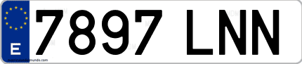 Ejemplo de matrícula de coche ordinaria 7897 LNN
