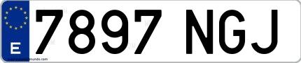Ejemplo de matrícula española 7897 NGJ