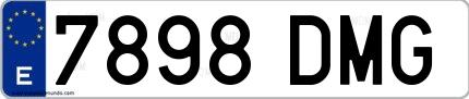 Ejemplo de matrícula de coche ordinaria 7898 DMG
