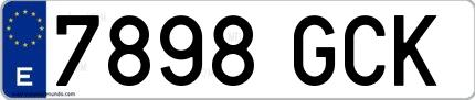 Ejemplo de matrícula española 7898 GCK