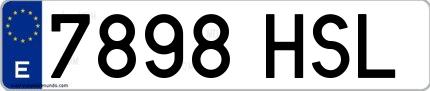 Ejemplo de matrícula española 7898 HSL