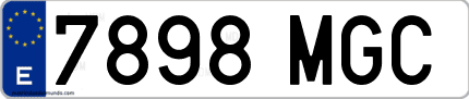 Ejemplo de matrícula de coche ordinaria 7898 MGC