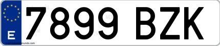 Ejemplo de matrícula española 7899 BZK