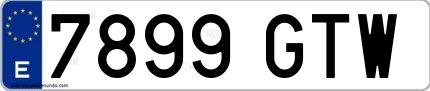 Ejemplo de matrícula española 7899 GTW