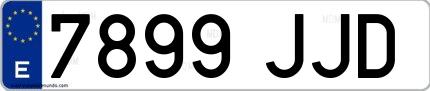 Ejemplo de matrícula española 7899 JJD