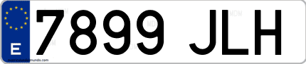 Ejemplo de matrícula de coche ordinaria 7899 JLH