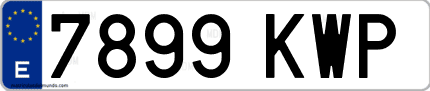 Ejemplo de matrícula de coche ordinaria 7899 KWP