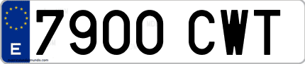 Ejemplo de matrícula de coche ordinaria 7900 CWT