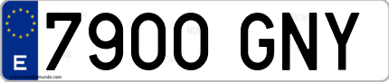 Ejemplo de matrícula de coche ordinaria 7900 GNY