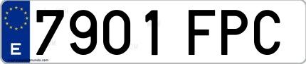 Ejemplo de matrícula española 7901 FPC