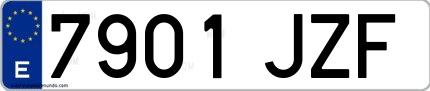 Ejemplo de matrícula española 7901 JZF