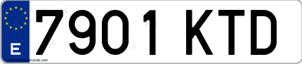 Ejemplo de matrícula de coche ordinaria 7901 KTD