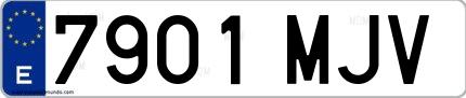 Ejemplo de matrícula española 7901 MJV