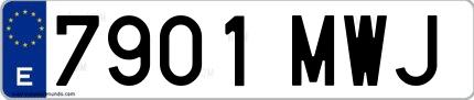 Ejemplo de matrícula española 7901 MWJ