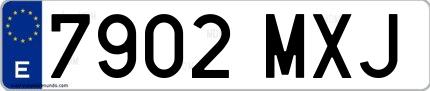Ejemplo de matrícula española 7902 MXJ