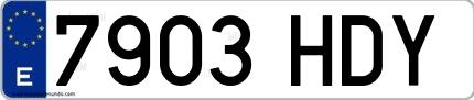 Ejemplo de matrícula española 7903 HDY